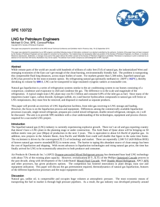美国石油工程师协会-LNG工艺介绍 LNG for PE Paper - SPE 133722