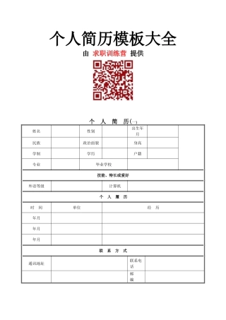 个人简历模板大全(79页)