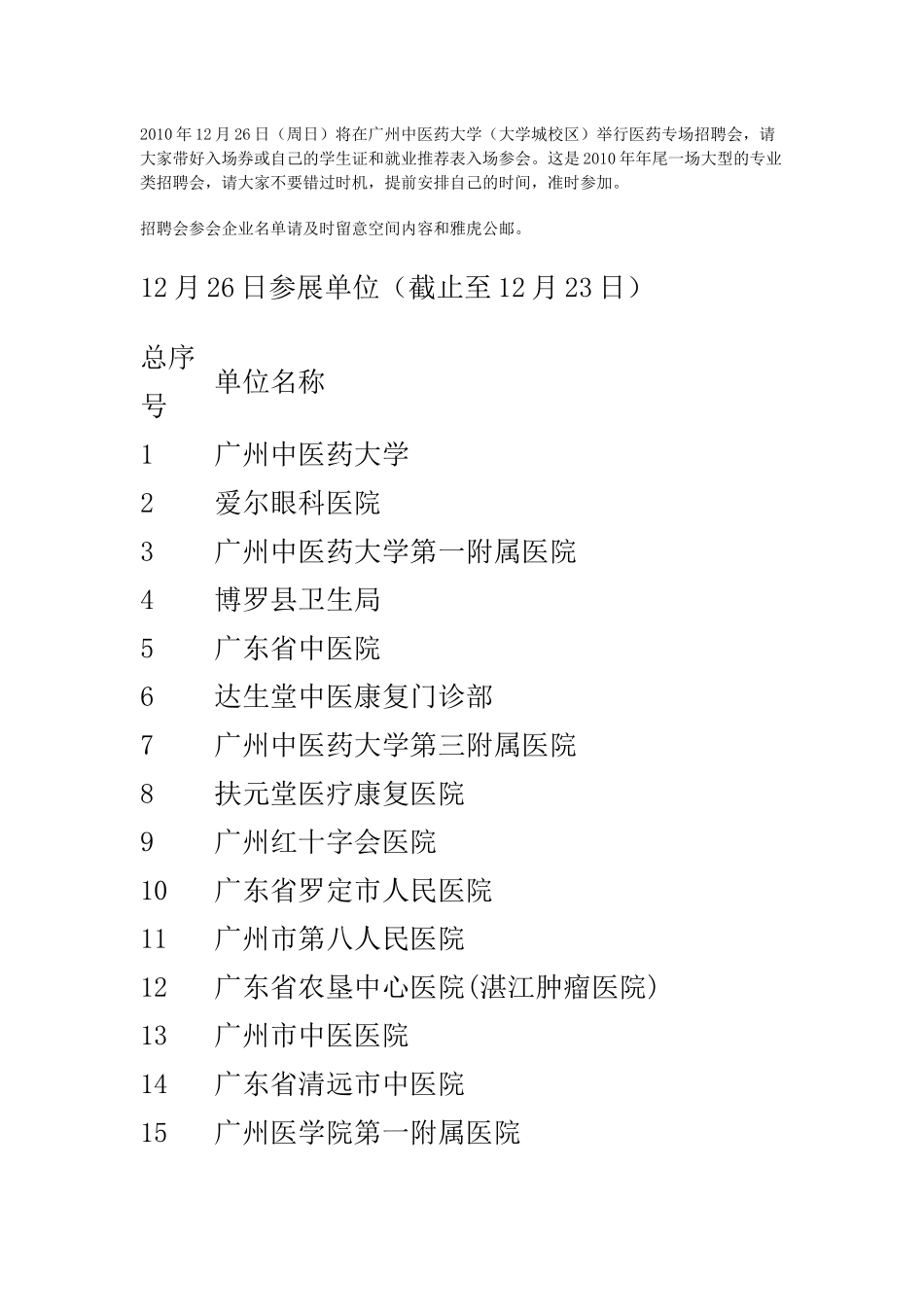 广州中医药大学(大学城校区)举行医药专场招聘会_第1页