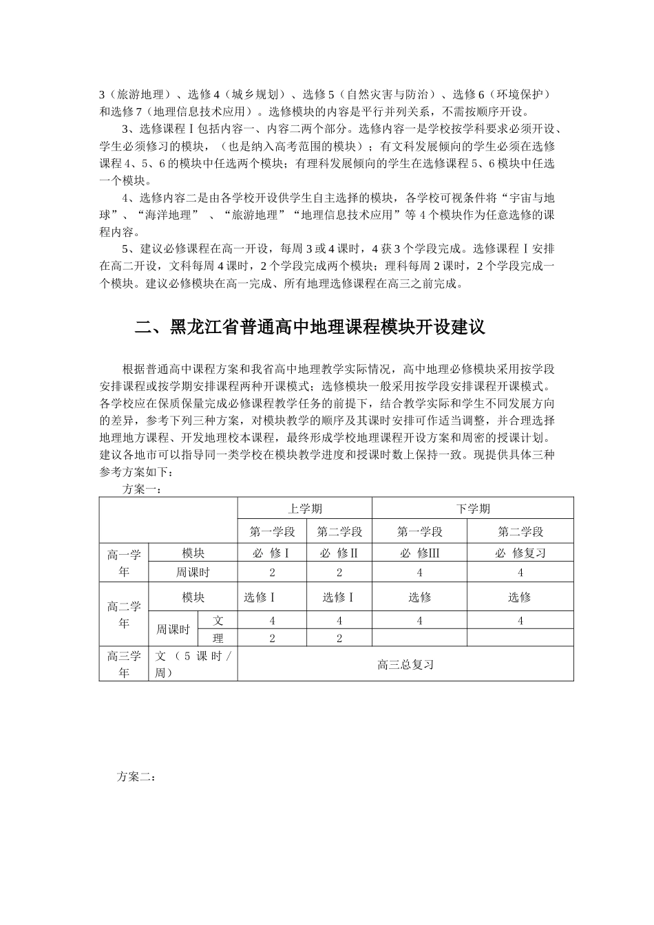 黑龙江省普通高中地理模块教学与考核要求_第3页