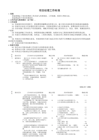 建筑工程项目管理人员工作标准