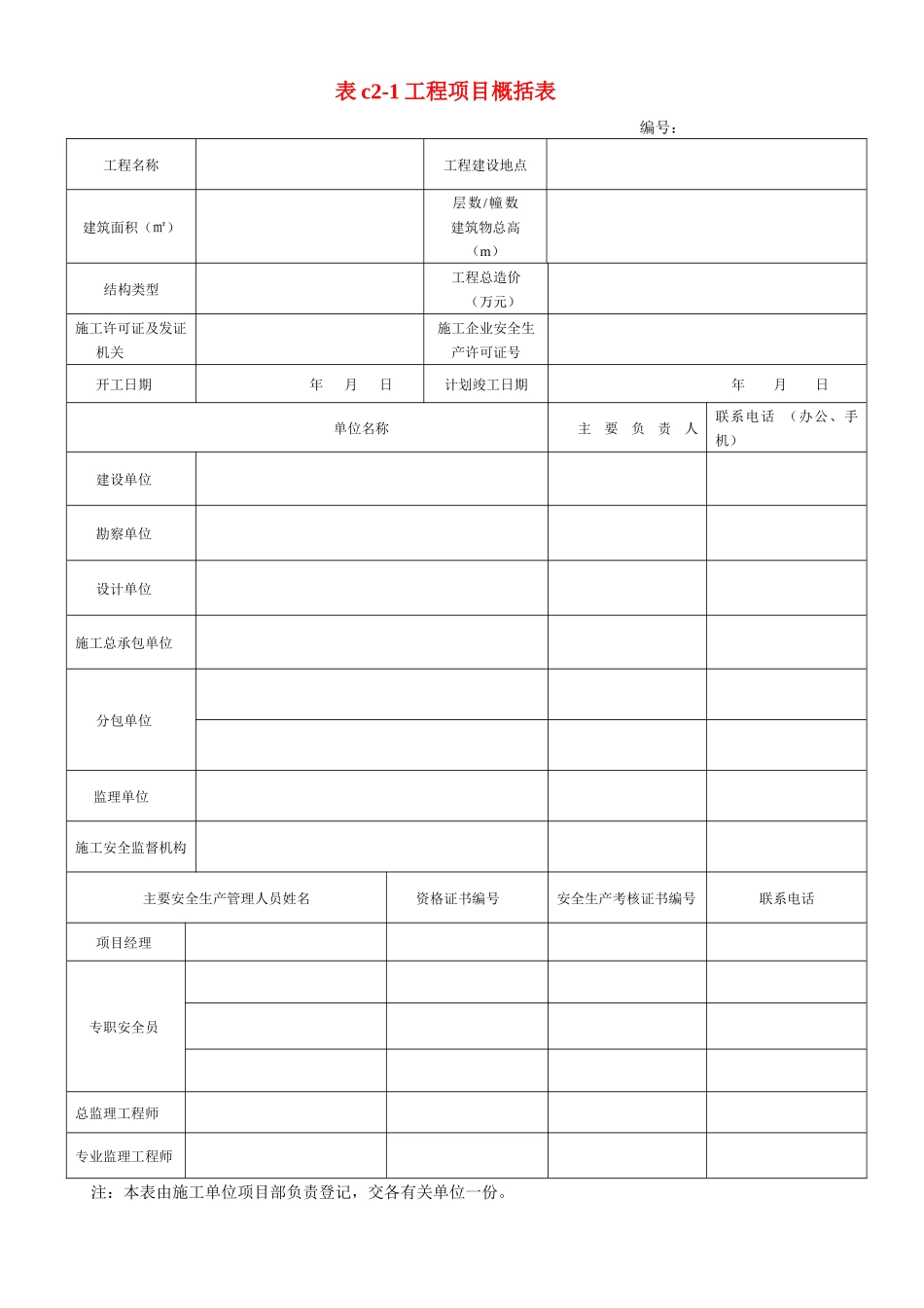 某建筑施工安全技术资料管理标准表格_第1页