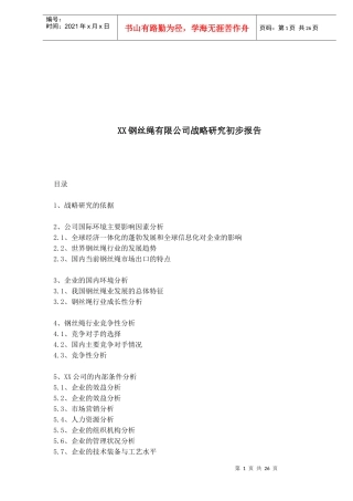 某钢丝绳有限公司战略研究报告