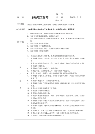 公司各部门的岗位职责