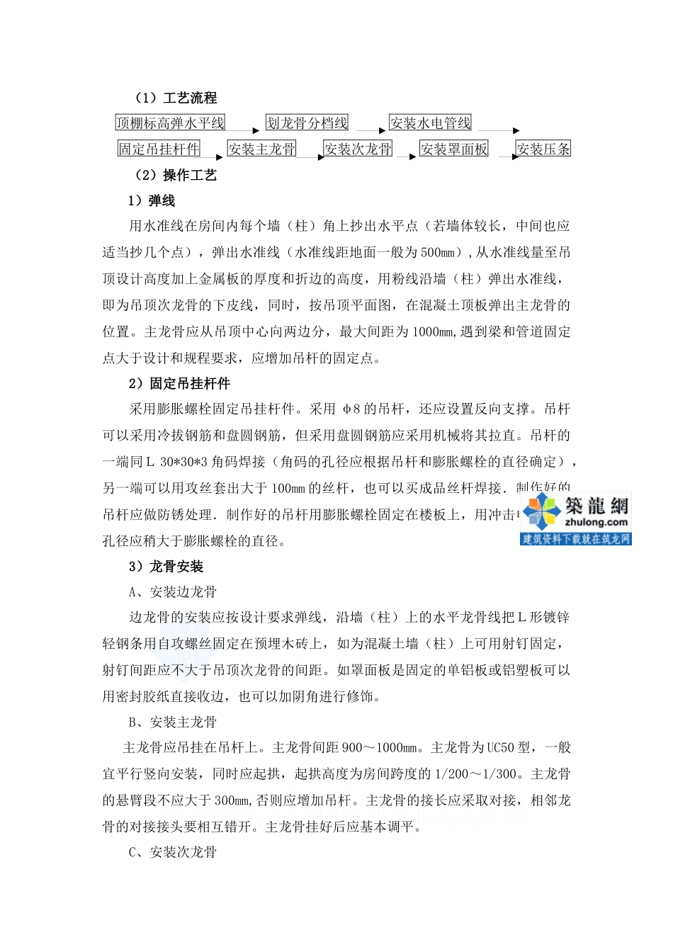 金属吊顶(轻钢骨架金属罩面板)工程施工工艺_第3页