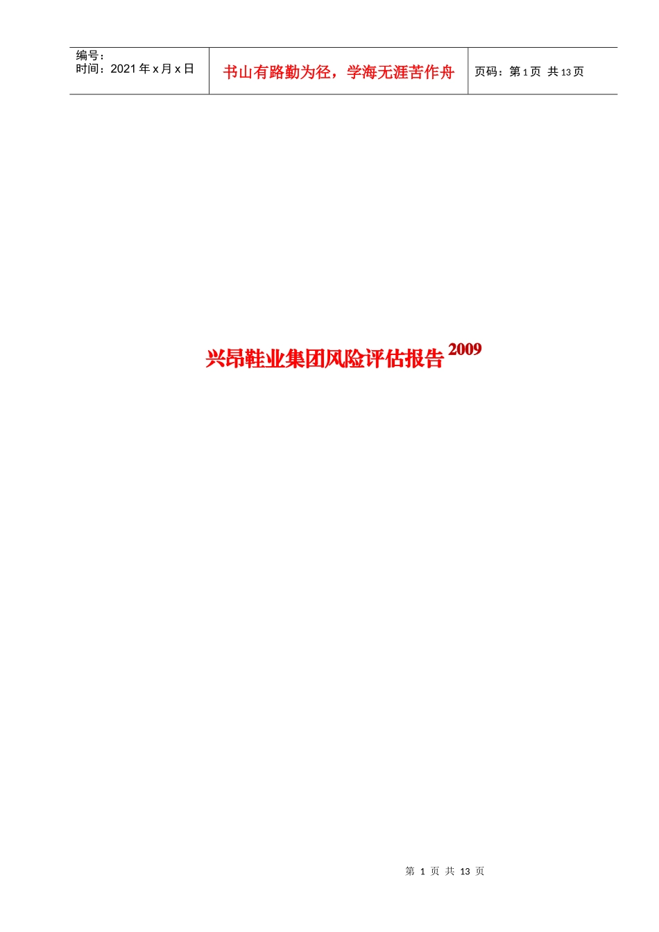 某鞋业集团年度风险评估报告_第1页