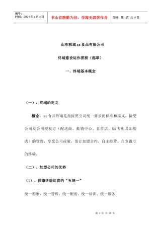 某食品有限公司终端建设运作流程草案