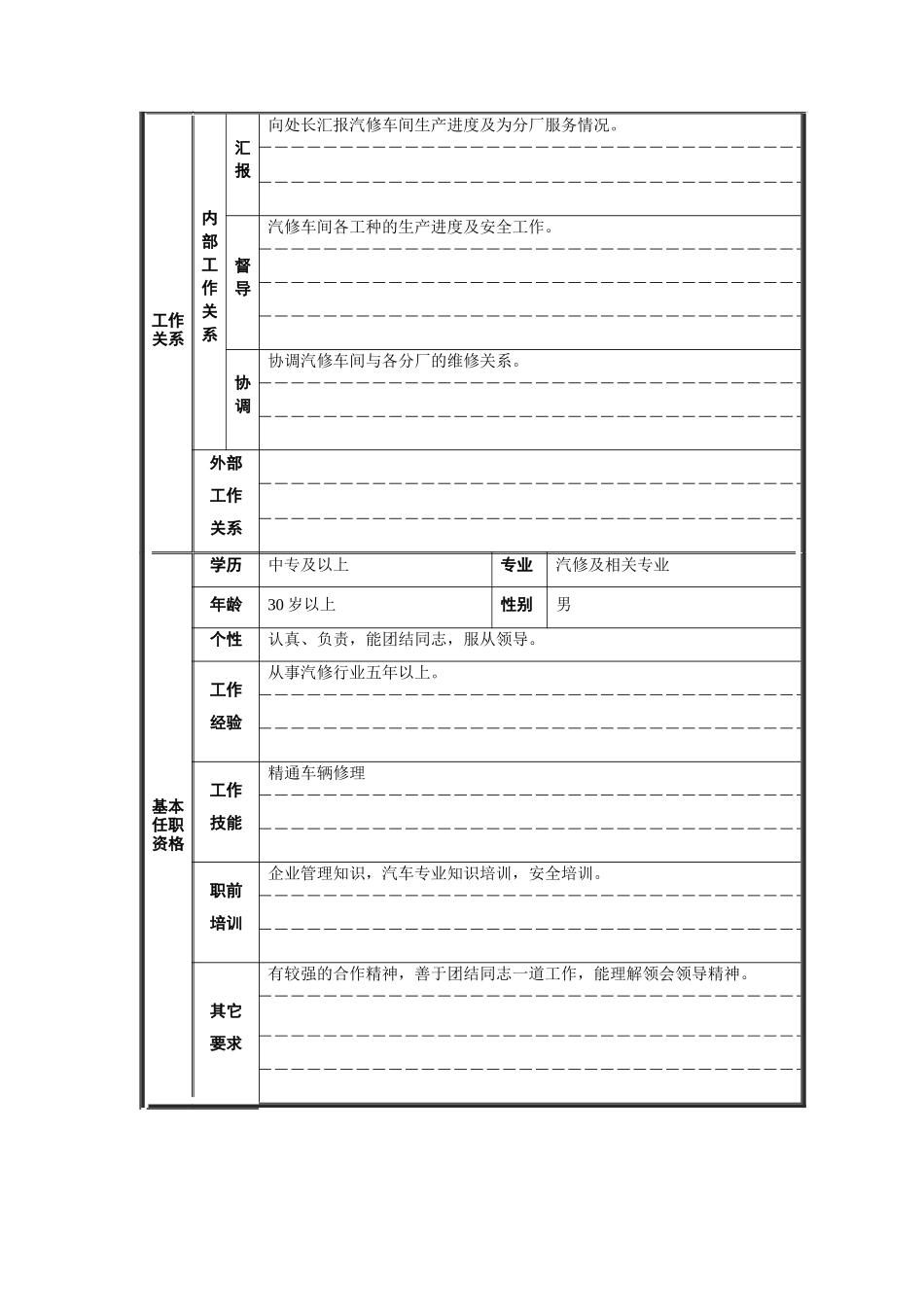 机动处汽修主任职位说明书_第2页