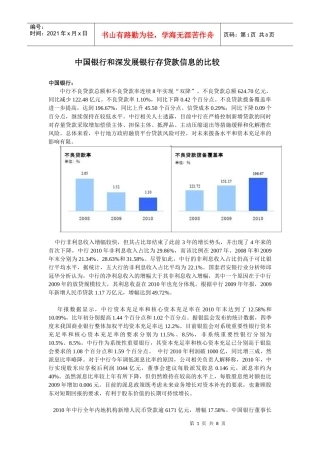 某银行和深发展银行存贷款信息的比较