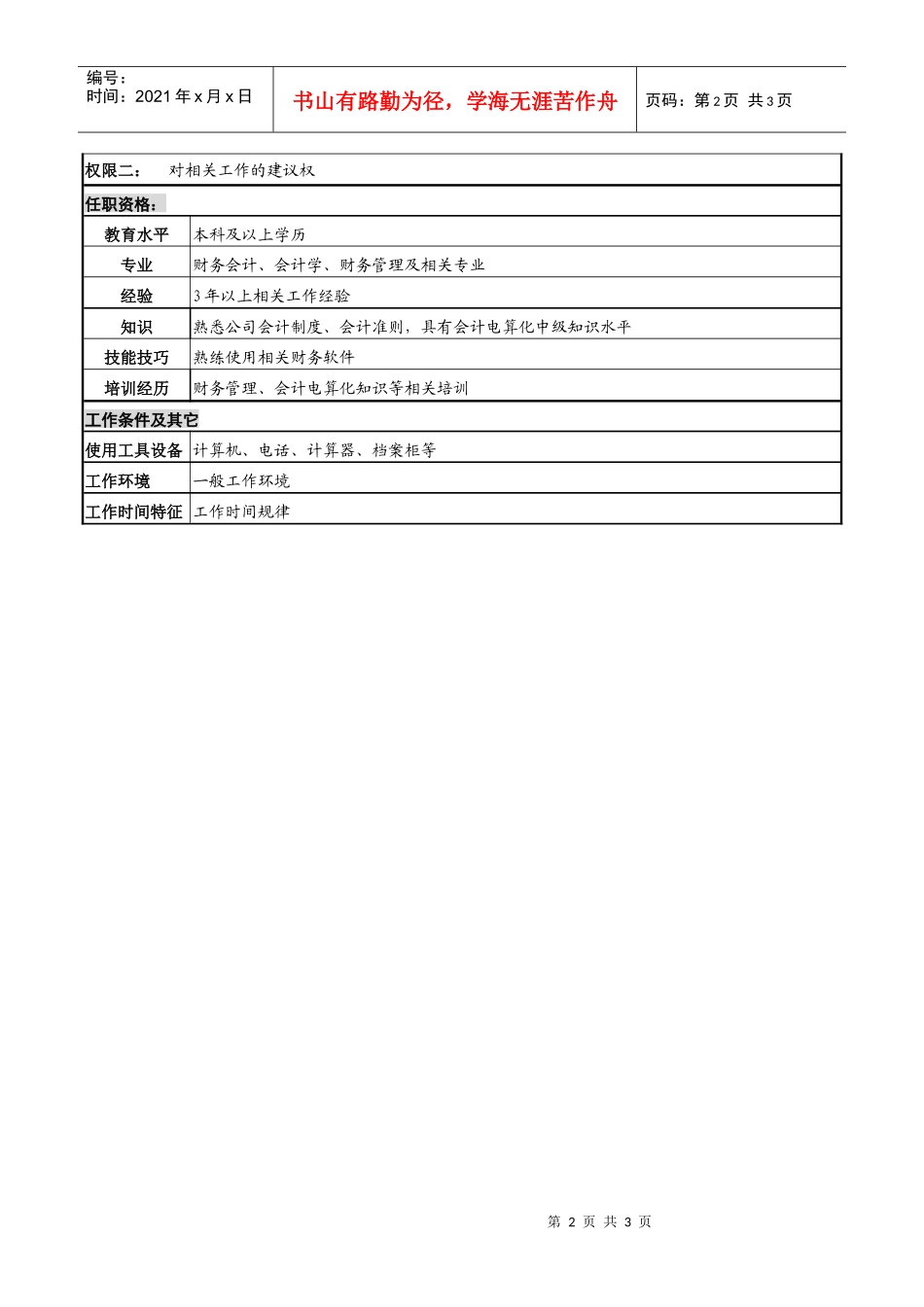 某高速公路公司电算化管理岗岗位说明书_第2页