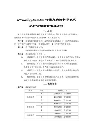 某软件公司薪酬管理办法