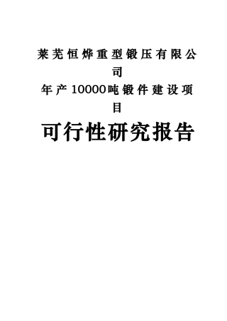 某重型锻压机公司锻件建设项目可行性报告