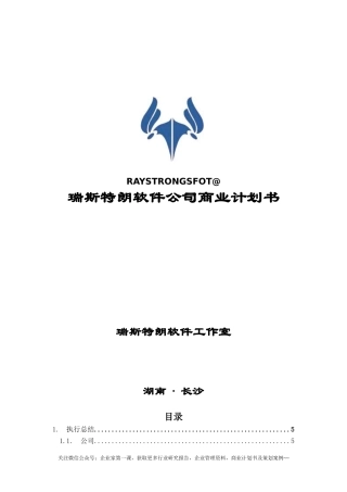 某软件公司商业计划书