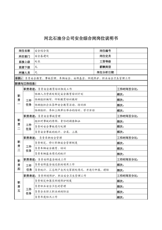 河北石油分公司安全综合岗位说明书