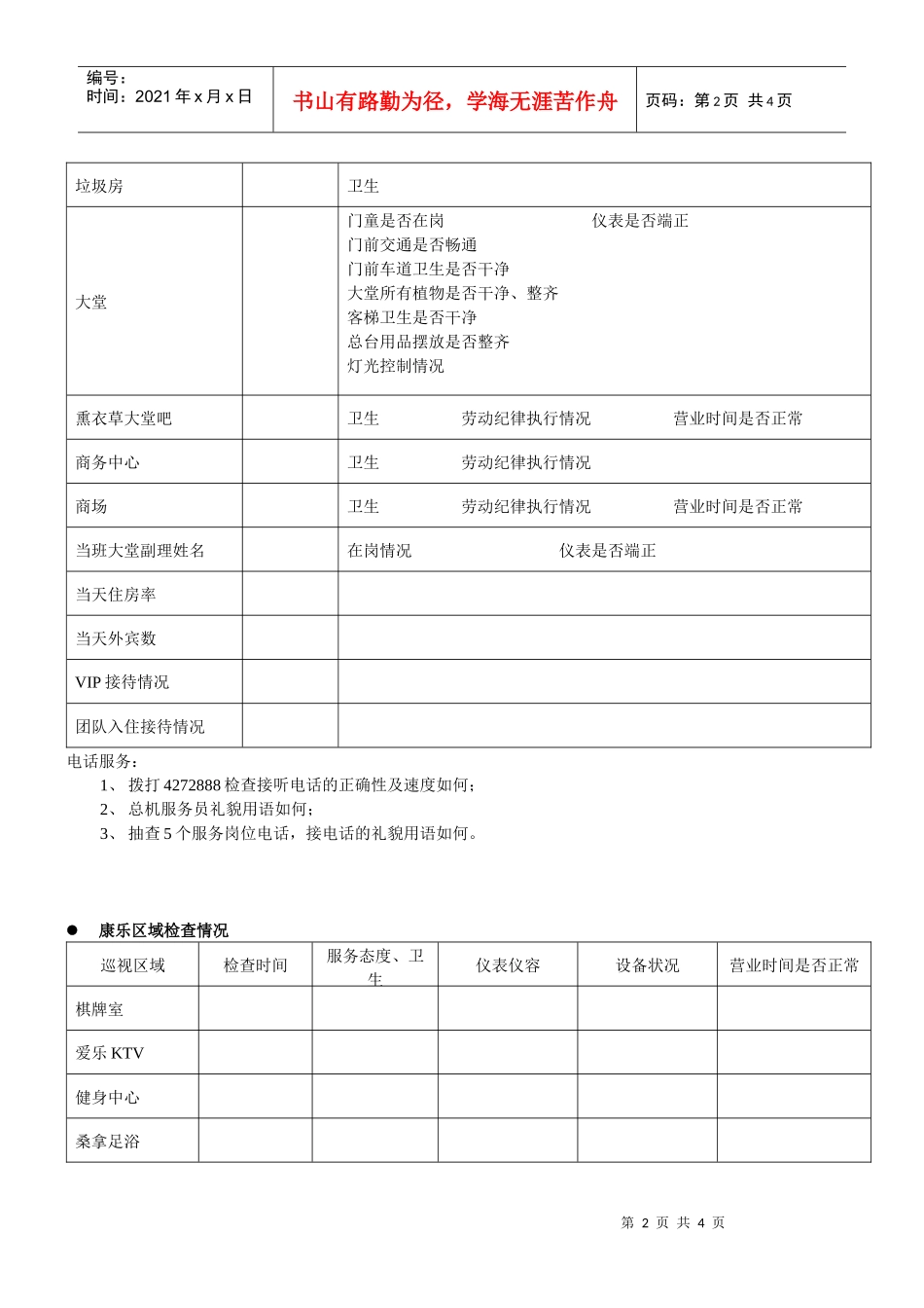 某部门值班经理检查表_第2页