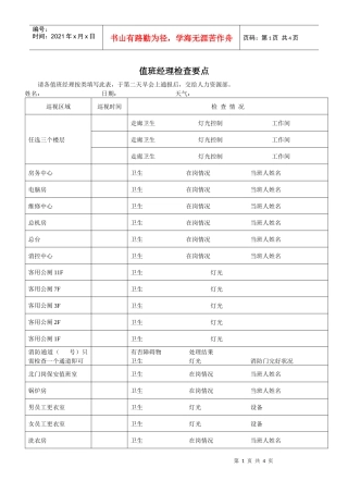 某部门值班经理检查表