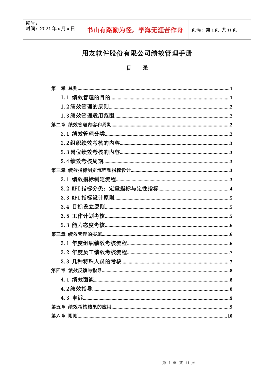某软件股份有限公司绩效管理手册_第1页