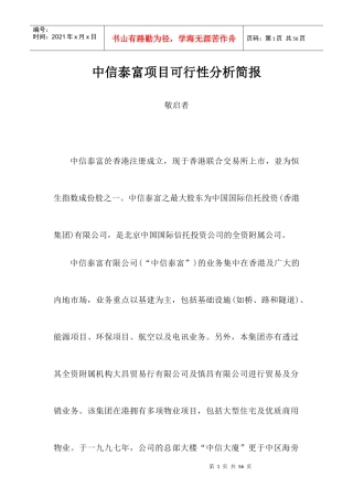 某项目可行性分析报告(doc 33页)