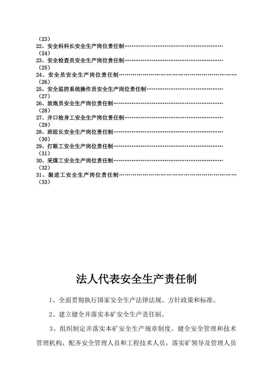 彝良县七里沟煤矿安全生产责任制及各工种岗位责任制_第3页