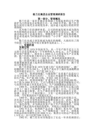 格兰仕集团企业管理调研报告