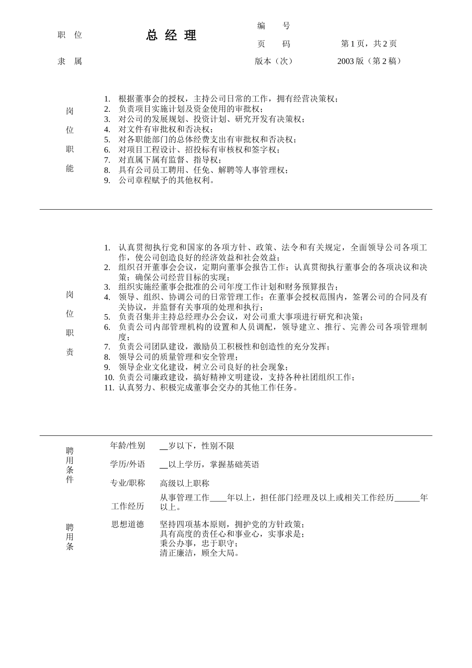 公司组织机构图与岗位职责汇编_第2页