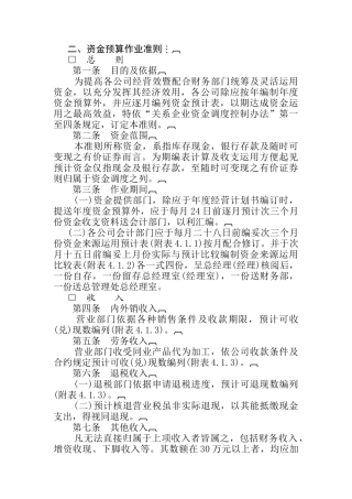 资金预算作业管理准则