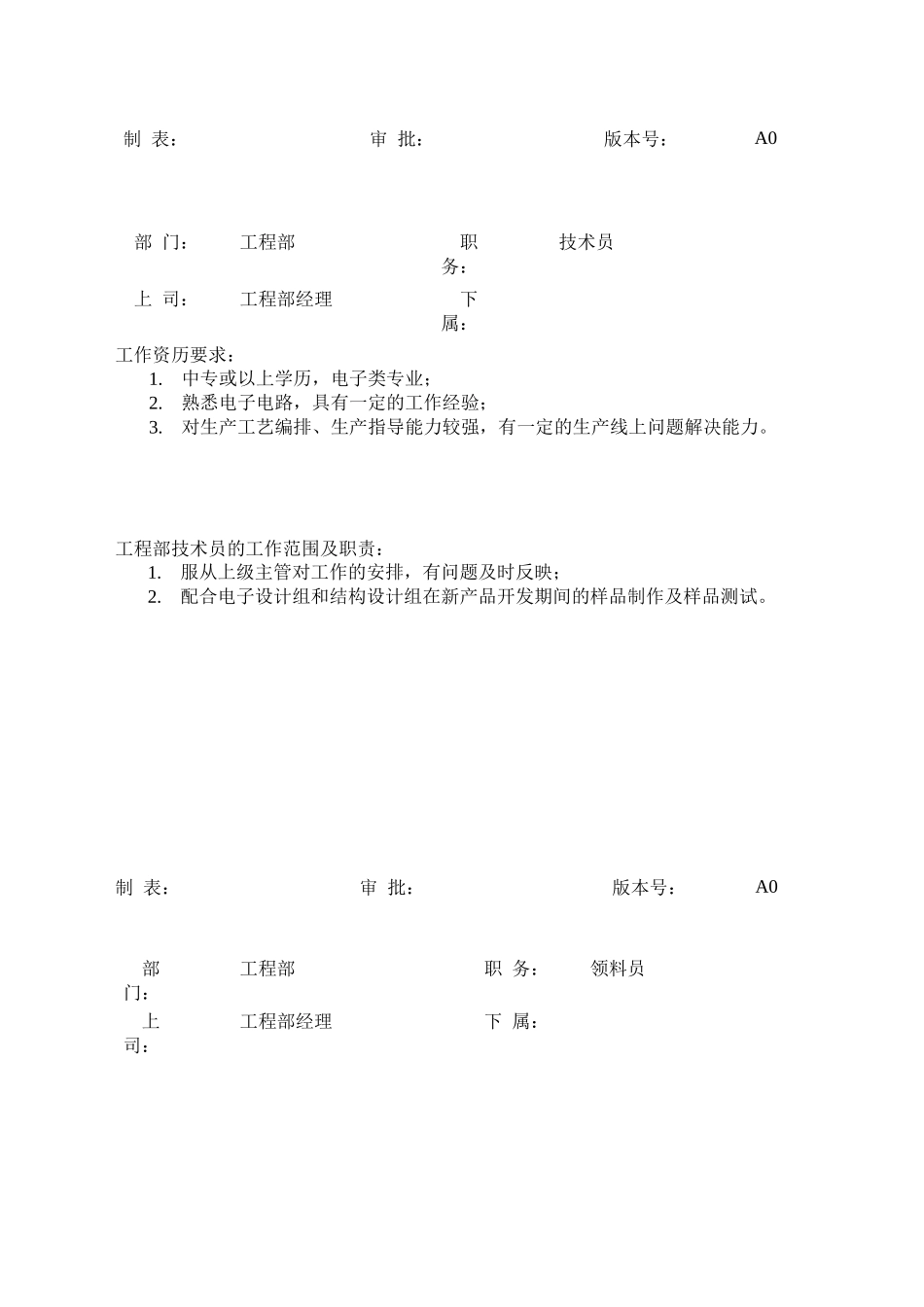 工程部各职务说明书_第3页