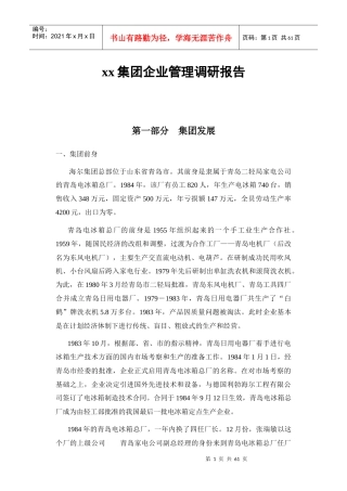 某集团企业管理调研报告