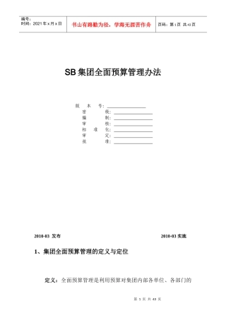 某集团全面预算管理办法(DOC 36页)