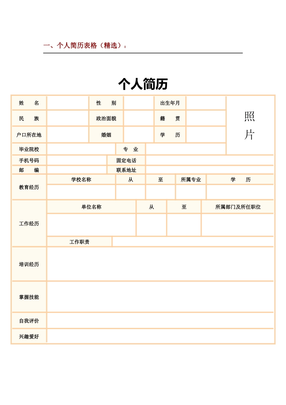 各年龄层,各工作岗位的简历_第1页