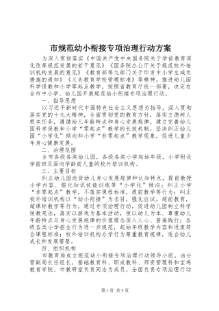 市规范幼小衔接专项治理行动实施方案 