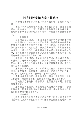 四亮四评方案5篇范文 