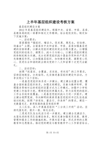 上半年基层组织建设考核实施方案 
