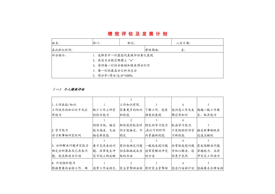 绩效评估及发展计划_第1页