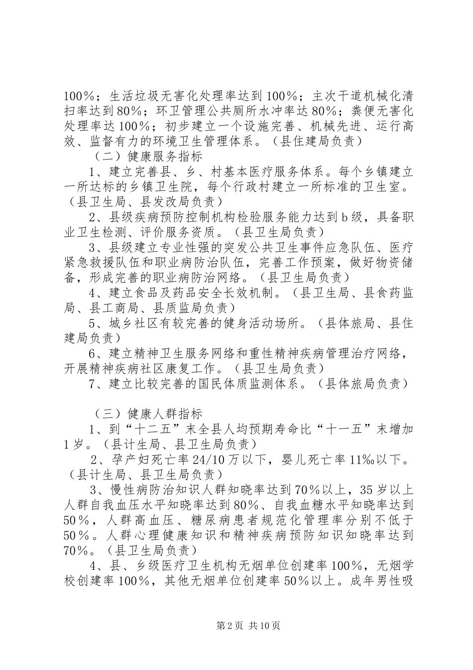 卫生局关于开展创建健康城市活动的方案 _第2页