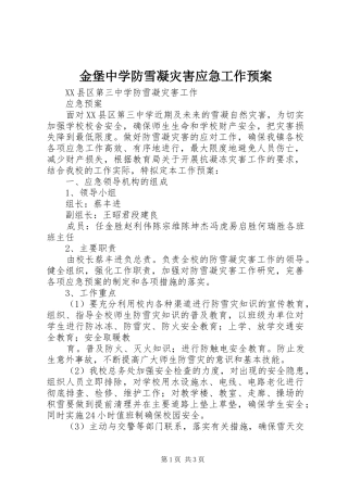 金堡中学防雪凝灾害应急工作预案 
