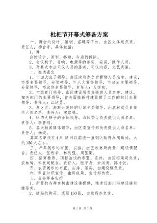 枇杷节开幕式筹备实施方案 