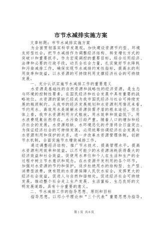 市节水减排方案 