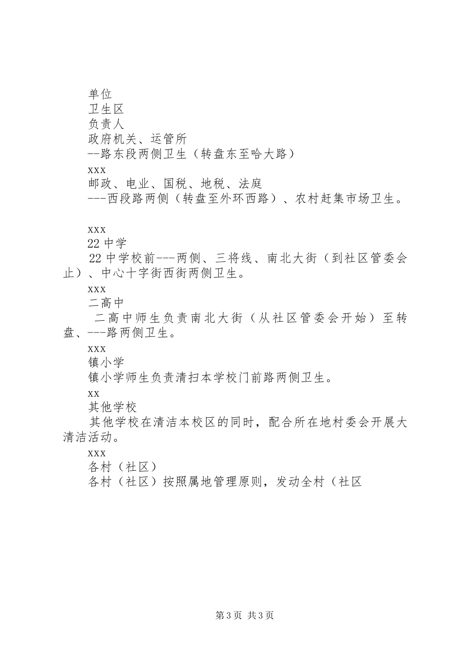 开展“万人大清洁”活动实施方案 _第3页