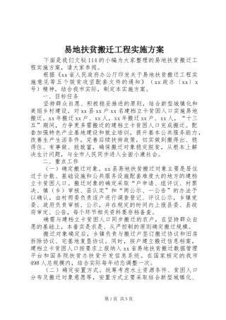 易地扶贫搬迁工程方案 