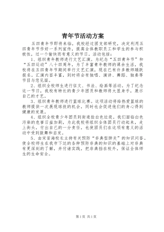 青年节活动实施方案 