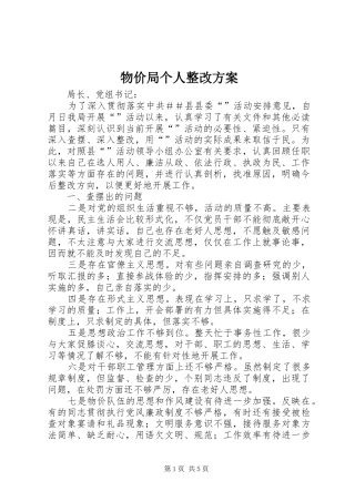 物价局个人整改实施方案 