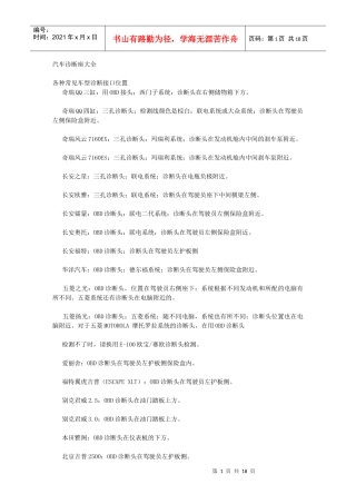 汽车诊断座大全