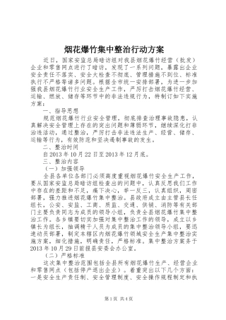 烟花爆竹集中整治行动实施方案 