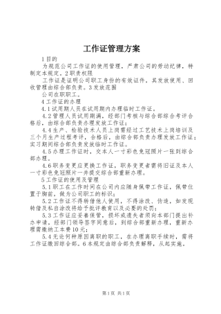 工作证管理实施方案 