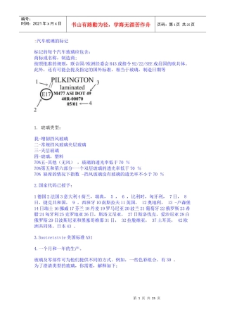 汽车玻璃的标记
