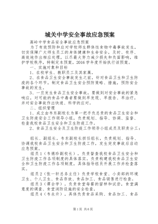 城关中学安全事故应急处理预案 