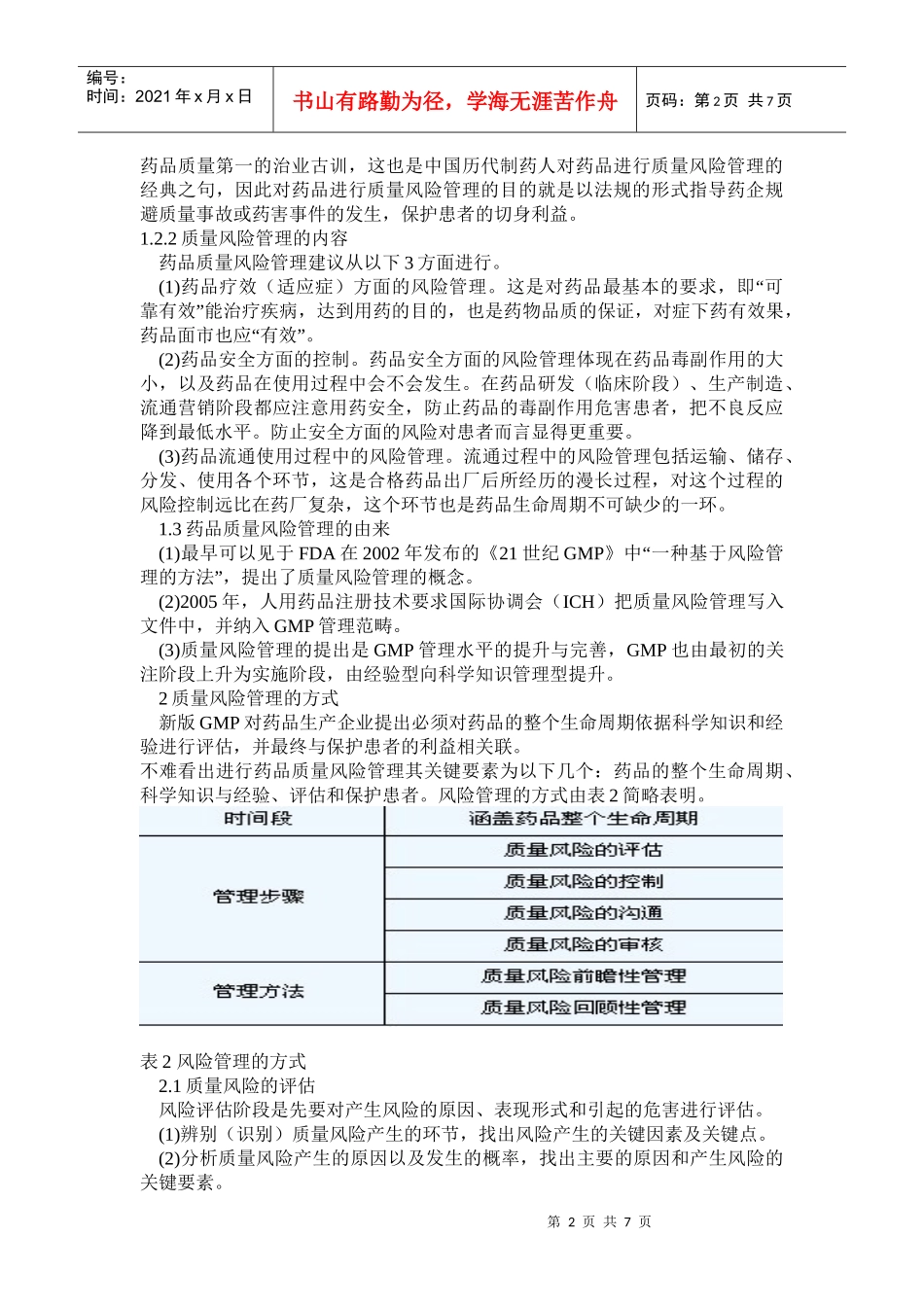 浅析：药品生产企业的质量风险管理_第2页
