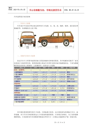 汽车造型设计知识讲座(1)