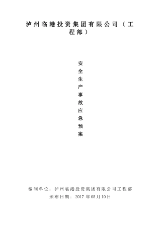 泸州临港投资集团有限公司(工程部)安全生产事故应急预案